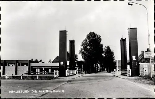 Ak Sebaldeburen Grootegast Groningen, Olde Kerk, Brug Wolddiep