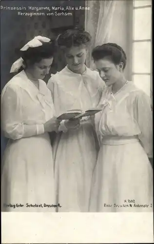 Ak Prinzessin Margarete, Maria Alix und Anne, Herzoginnen von Sachsen