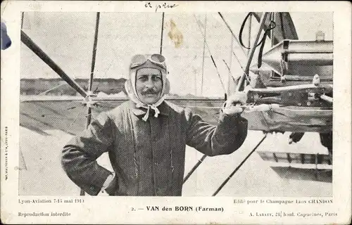 Ak Pilote Van den Born, Avion Farman, Lyon Aviation 1910