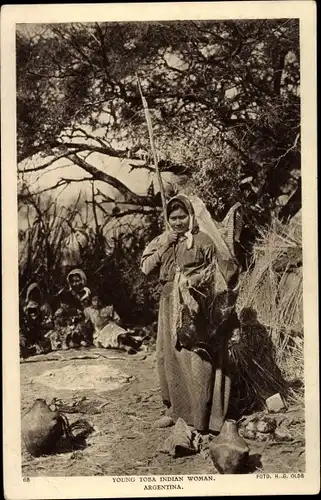 Ak Argentinien, Young Toba Indian Woman