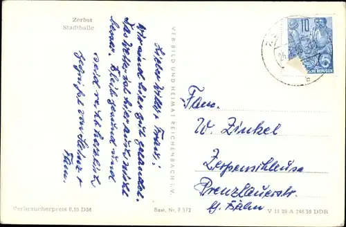 Ak Zerbst in Anhalt, Stadthalle