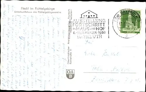 Ak Fleckl Fichtelgebirge Warmensteinach Oberfranken, Unterkunftshaus d. Fichtelgebirgsvereins, Bulli