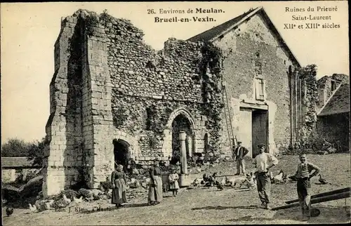 Ak Brueil en Vexin Yvelines, Ruines du Prieuré Saint Laurent