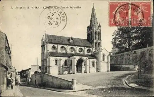 Ak Bougival Yvelines, Église et la Rue de Versailles
