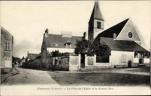 Ak Elancourt Yvelines, Place de l´Église