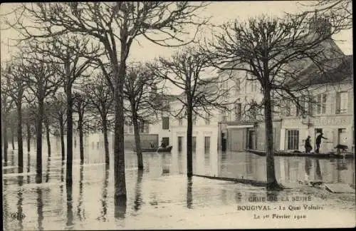 Ak Bougival Yvelines, Quai Voltaire, Crue du 1er Février 1910