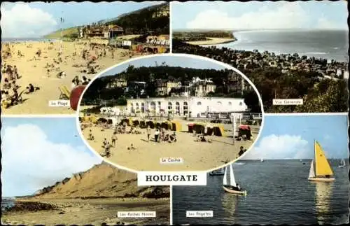 Ak Houlgate Calvados, Casino, Plage, Les Roches Noires, Les Régates, Gesamtansicht