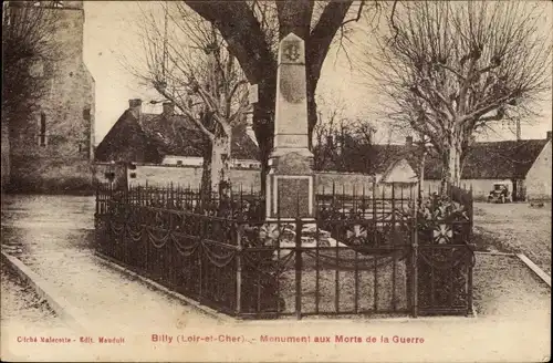 Ak Billy Loir et Cher, Monument aux Morts de la Guerre