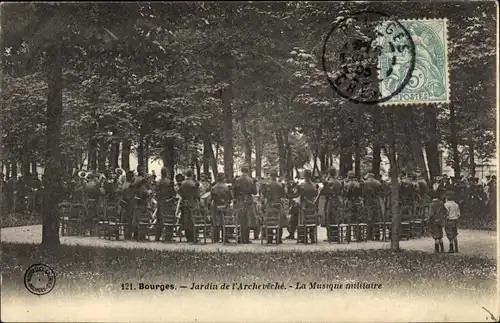 Ak Bourges Cher, JArdin de l'Archeveche, La Musique militaire