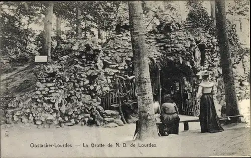 Ak Oostacker Lourdes Ostflandern, La Grotte de N. D. de Lourdes