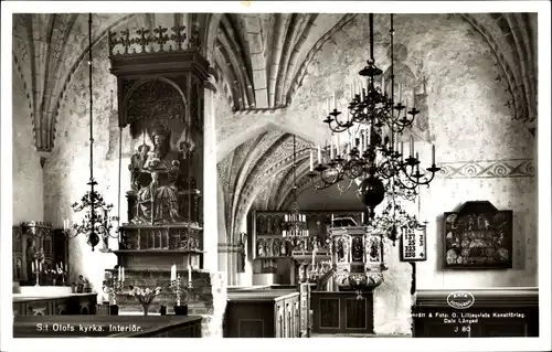 Ak Saint Olof Simrishamn Skåne Schweden, Kircheninneres