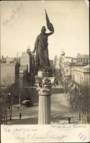 Ak Montevideo Uruguay, Estatua la Libertad, Plaza Cagancha