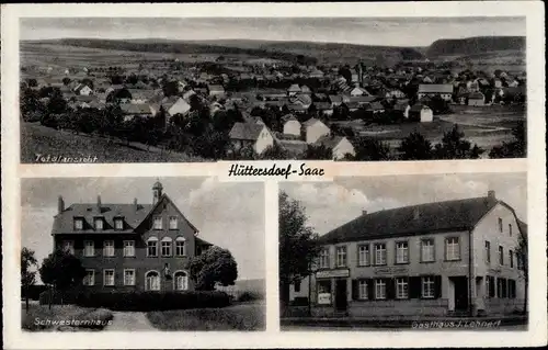 Ak Hüttersdorf Schmelz im Kreis Saarlouis, Gasthaus J. Lehnert, Schwesternhaus, Totalansicht