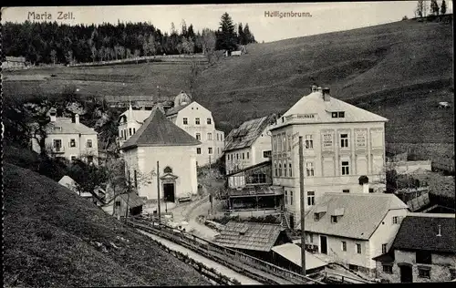 Ak Mariazell Steiermark, Heiligenbrunn, Ortsansicht, Kapelle