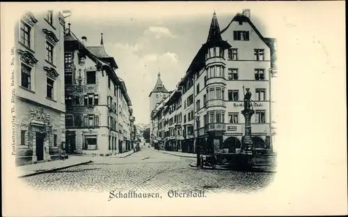 Ak Schaffhausen am Rhein Schweiz, Partie in der Oberstadt, Brunnen