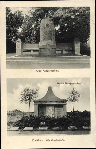 Ak Dalsheim Rheinhessen, Altes und neues Kriegerdenkmal