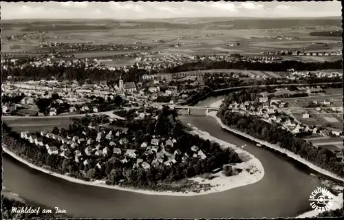Ak Mühldorf am Inn Oberbayern, Fliegeraufnahme