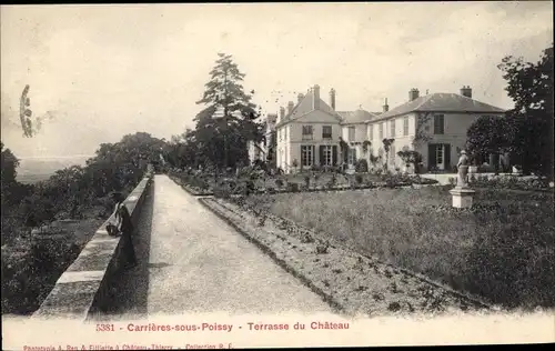 Ak Carrieres sous Poissy Yvelines, Terrasse du Château