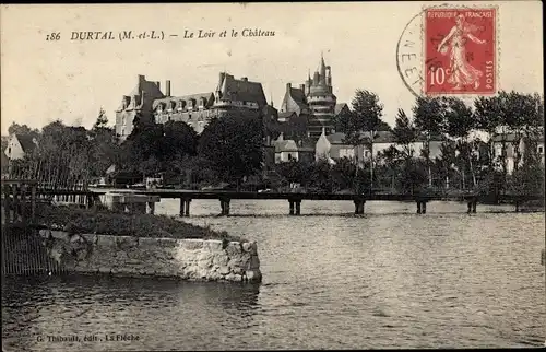Ak Durtal Maine et Loire, Le Loir et la Chateau
