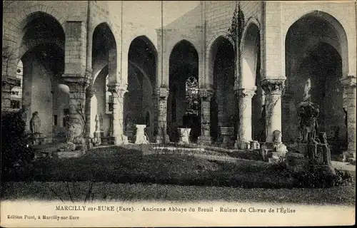 Ak Marcilly sur Eure Eure, Ancienne Abbaye du Breuil, Ruines du Choeur de l´Église