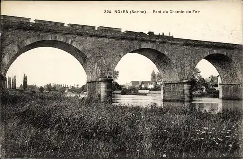 Ak Noyen sur Sarthe Sarthe, Pont du Chemin de Fer