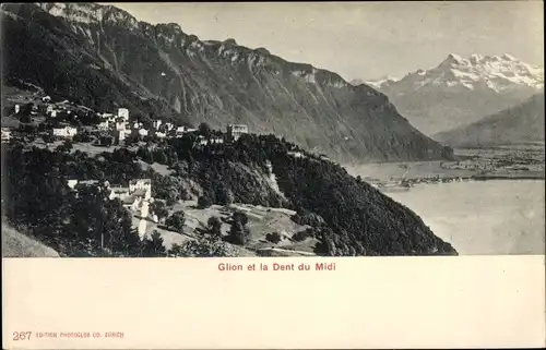 Ak Glion Montreux Kanton Waadt, Panorama, Dent du Midi
