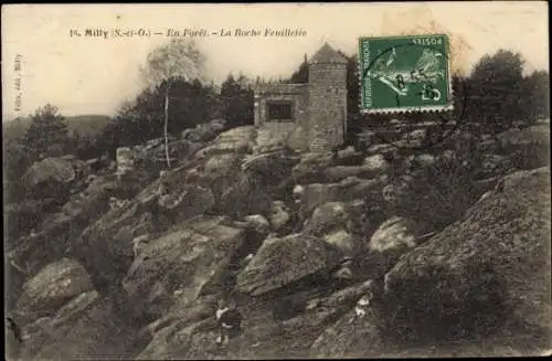 Ak Milly la Forêt Essonne, En Fôret, La Roche Feuilletée