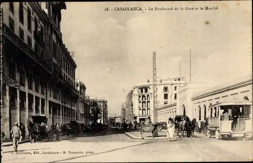 Ak Casablanca Marokko, Le Boulevard de la Gare et le Marché