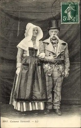 Ak Costumes Normands, altes Paar, Trachten Normandie