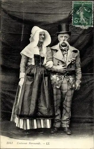 Ak Costumes Normands, altes Paar, Trachten Normandie