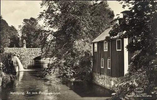 Ak Nyköping Schweden, Än och Folkunga bron