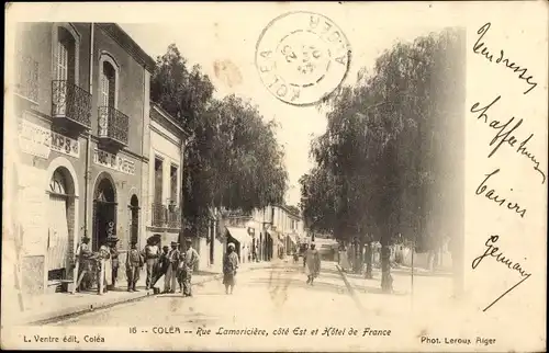 Ak Colea Algerien, Rue Lamoriciere, cote Est , Hotel de France