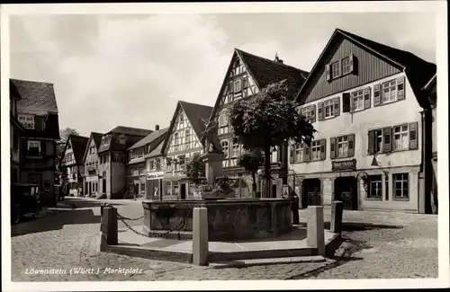 Ak Löwenstein in Baden Württemberg, Marktplatz, Brunnen