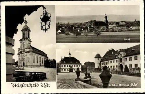 Ak Wiesentheid im Kreis Kitzingen Unterfranken, Schloss, Rathaus, Kirche, Totalansicht