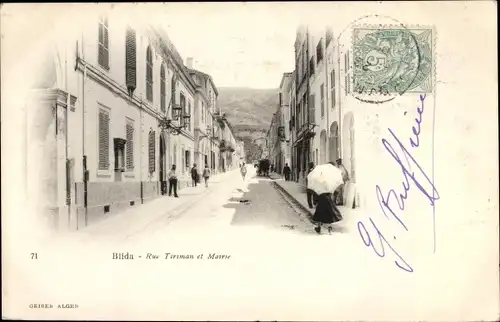 Ak Blida Algerien, Rue Teriman et Mairie