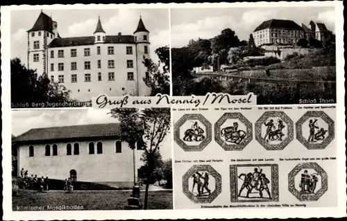 Ak Nennig Perl an der Mosel, Schloss Thorn, Schloss Berg, Jugendherberge