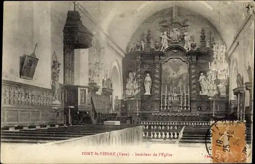 Ak Pont Saint Pierre Eure, Intérieur de l´Église