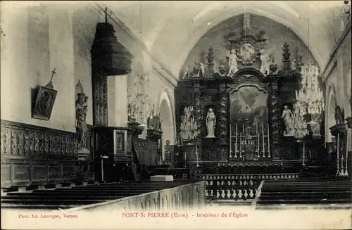 Ak Pont Saint Pierre Eure, Intérieur de l´Église