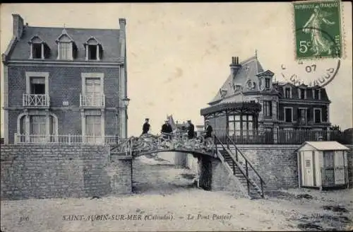 Ak Saint Aubin sur Mer Calvados, Le Pont Pasteur