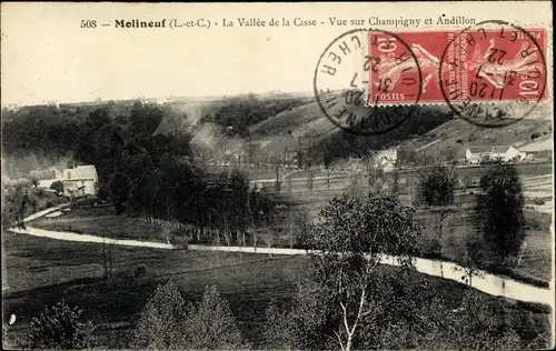 Ak Molineuf Loir et Cher, La Vallee de la Cisse, Vue sur Champigny et Andillon