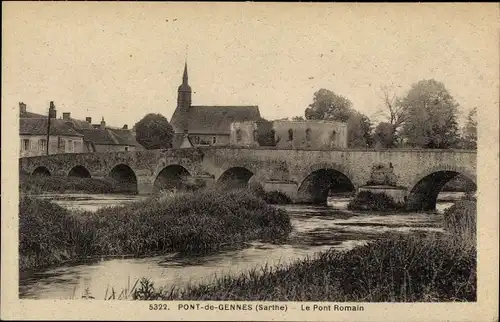Ak Pont de Gennes Sarthe, Pont Romain