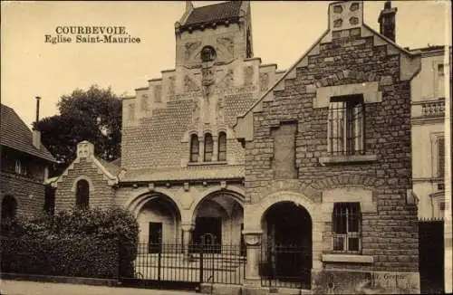 Ak Courbevoie Hauts de Seine, Église Saint Maurice