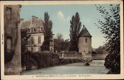 Ak Savigny sur Orge Essonne, Château, Le Pont Levis