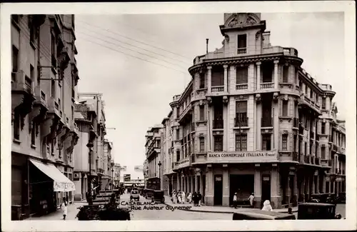 Ak Casablanca Marokko, Rue Aviateur Guynemer, Banca Commerciale Italiana