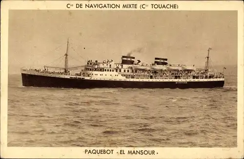 Ak Paquebot El Mansour, Compagnie de Navigation Mixte