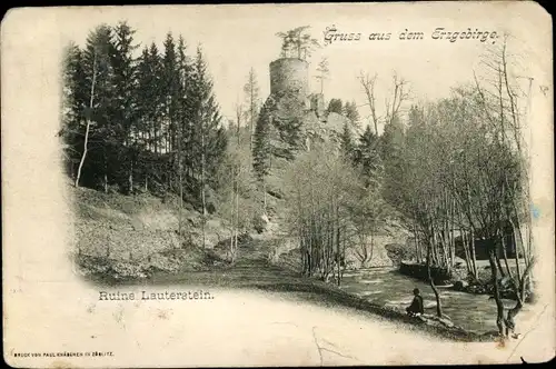 Ak Niederlauterstein Marienberg im Erzgebirge Sachsen, Burg Lauterstein