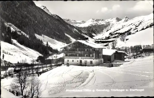 Ak Salzburg in Österreich, Simonshaus gegen Gamshag, Tristkogel und Staffkogel