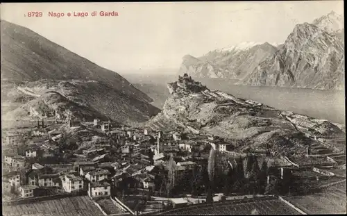 Ak Nago-Torbole Trentino, Lago di Garda, Panorama vom Ort