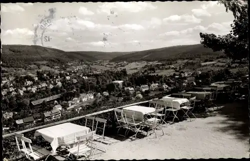 Ak Bad Orb in Hessen, Cafe Wartturm, Aussichtspunkt, Blick ins Orbtal