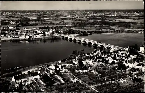 Ak Les Ponts de Cé Maine et Loire, La Loire et le Pont